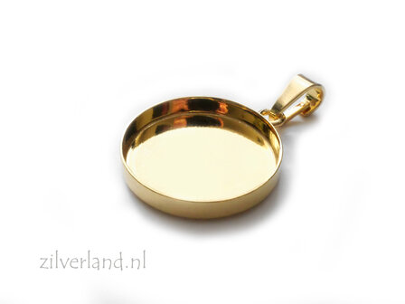 18mm Zilver 925 Hanger voor UV Hars/Resin of Cabochons- Verguld