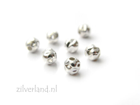 10 Stuks 5mm Sterling Zilveren Kralen- Gehamerd
