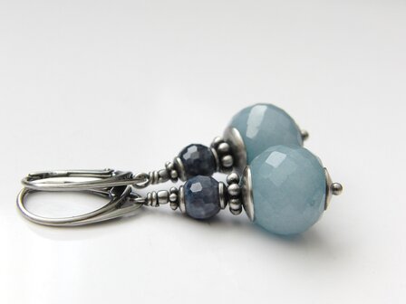 Edelstenen Oorbellen met Jade en Saffier