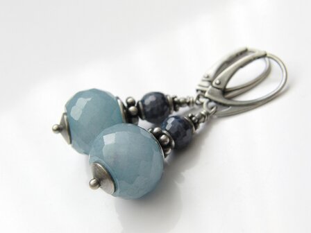 Edelstenen Oorbellen met Jade en Saffier