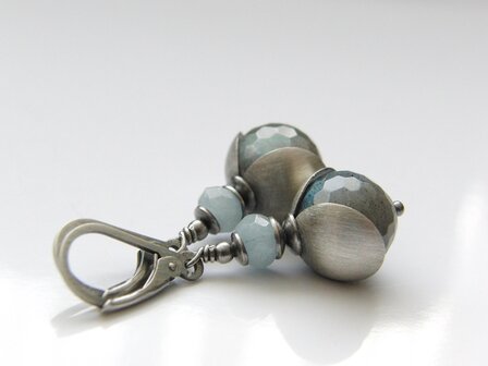 Edelstenen Oorbellen met Labradoriet en Aquamarijn