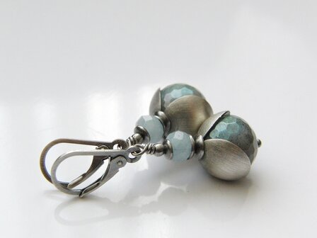 Edelstenen Oorbellen met Labradoriet en Aquamarijn