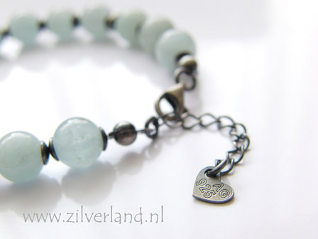 Handgemaakte Zilveren Armband met Aquamarijn