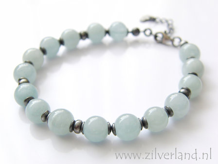 Handgemaakte Zilveren Armband met Aquamarijn