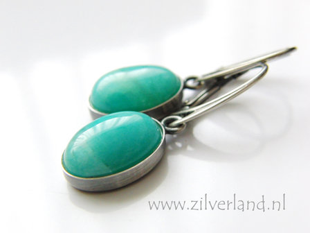 Handgemaakte Zilveren Oorbellen met Amazoniet