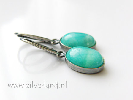Handgemaakte Zilveren Oorbellen met Amazoniet