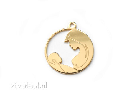 Sterling Zilveren Hanger- Moeder en Kind Verguld