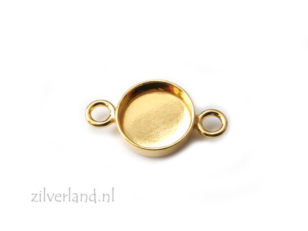 8mm Sterling Zilveren Connector voor UV Hars of Cabochons- Verguld