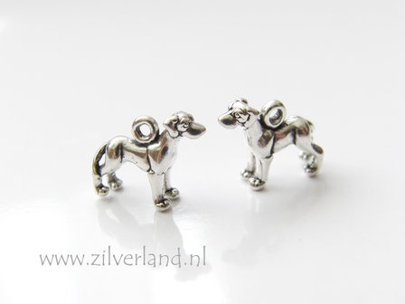 1 Stuk Sterling Zilveren Hond Bedel- Deense Dog