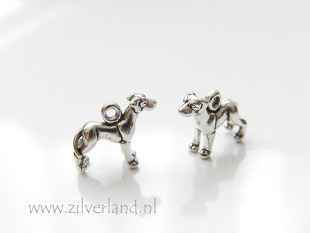 1 Stuk Sterling Zilveren Hond Bedel- Deense Dog