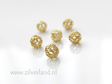 10 Stuks 5mm Sterling Zilveren Kralen- Verguld