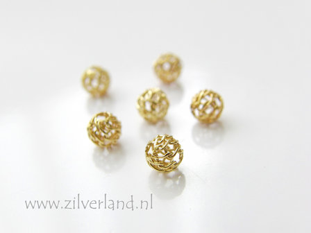 10 Stuks 5mm Sterling Zilveren Kralen- Verguld