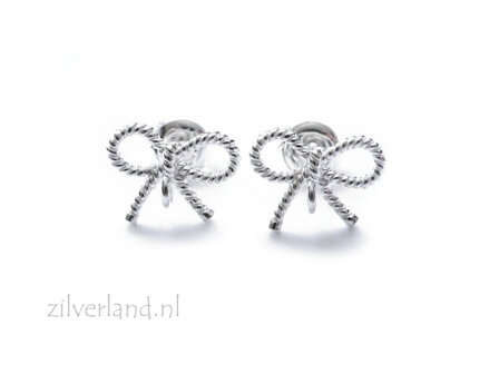 Sterling Zilveren Oorstekers- Strikjes