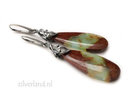 Handgemaakte Edelsteen Oorbellen met Chrysopraas