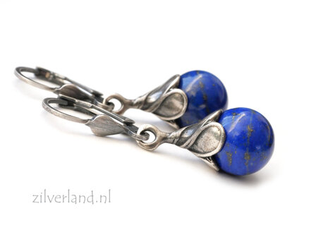 Handgemaakte Zilveren Oorbellen met Lapis Lazuli