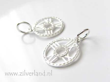 1 Stuk Sterling Zilveren Hanger- Klok
