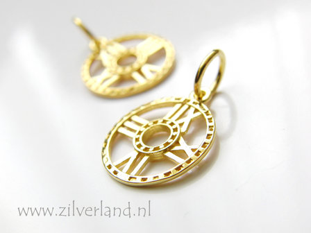 1 Stuk Sterling Zilveren Hanger- Klok Verguld
