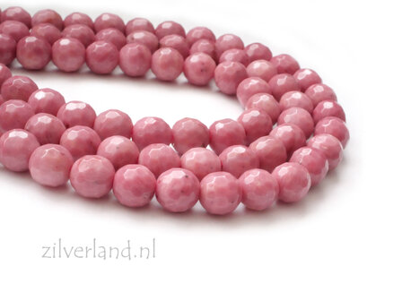 6mm Rhodoniet Edelstenen Kralen- Micro Facet Geslepen