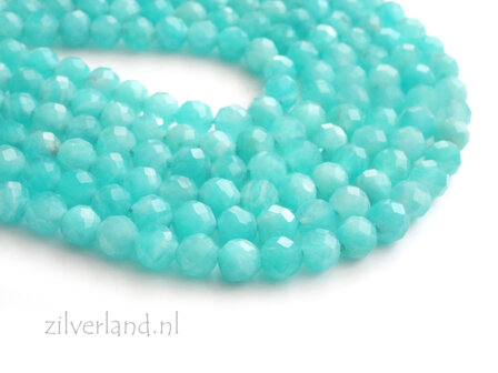 4mm Amazoniet Edelsteen Kralen- Facet