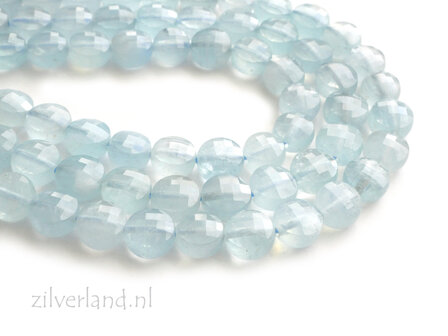 6mm Aquamarijn Edelsteen Kralen- Facet Coin