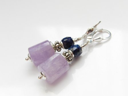 Zilveren Oorbellen met Amethist en Lapis Lazuli