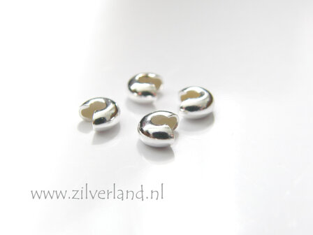 10 Stuks 4,50mm Sterling Zilveren Knijpkraalverberger