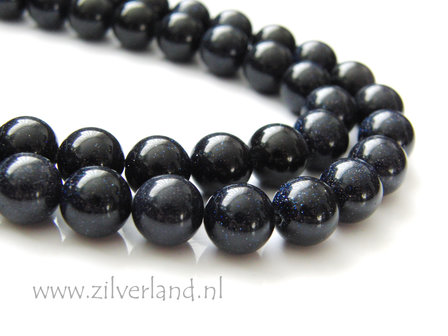 10mm Goudsteen Kralen- Blauw