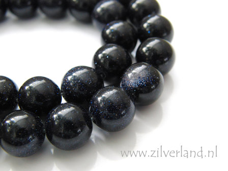 10mm Goudsteen Kralen- Blauw