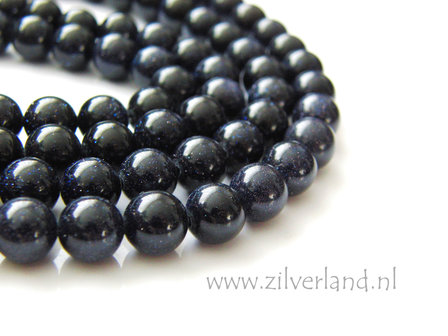 8mm Goudsteen Kralen- Blauw