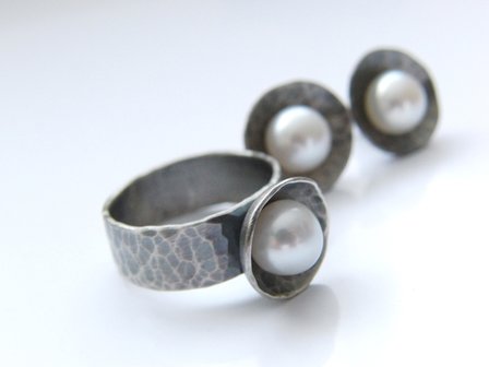 Handgemaakte Sterling Zilveren Ring met Zoetwaterparel