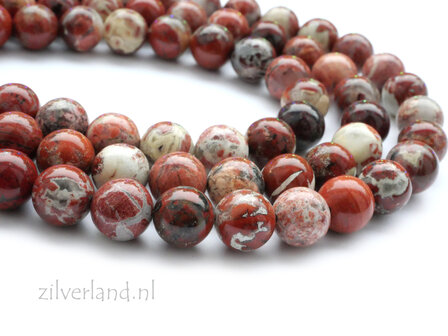 8mm Rode Brecciated Jaspis Edelstenen Kralen