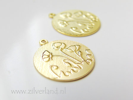 1 Stuk Sterling Zilveren Hanger- Klaprozen Verguld