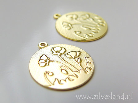 1 Stuk Sterling Zilveren Hanger- Klaprozen Verguld