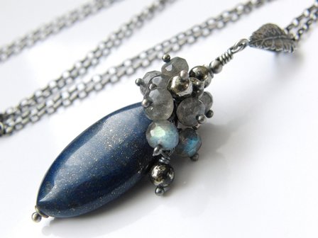 Zilveren Ketting met Lapis Lazuli, labradoriet en Pyriet