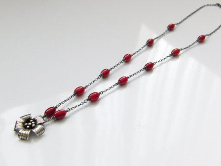 Sterling Zilveren Ketting met Koraal 