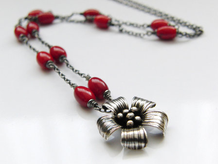 Sterling Zilveren Ketting met Koraal 