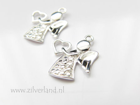1 Stuk Sterling Zilveren Hanger- Engel met Hart