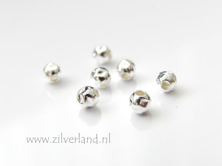 10 Stuks 4mm Sterling Zilveren Kralen- Gehamerd