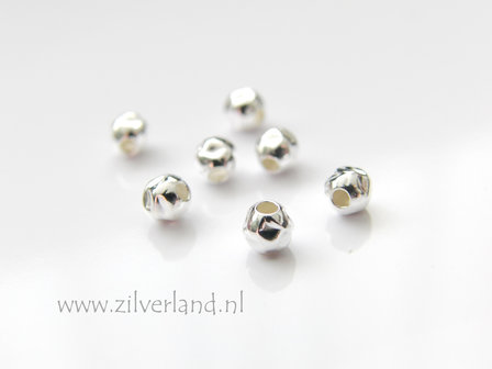 10 Stuks 4mm Sterling Zilveren Kralen- Gehamerd