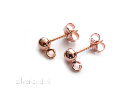 4mm Sterling Zilveren Oorstekers- Rose Verguld