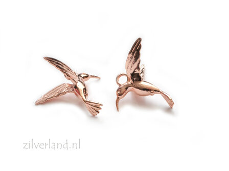 Sterling Zilver 925 Hanger Kolibrie- Rose Verguld