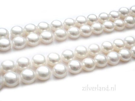 1 Stuk 4,60mm Zoetwaterparel Half Doorboord- Wit