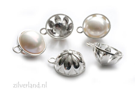 Zilver 925 Bloem-Hanger / Opzetstuk voor Parel of Edelsteen