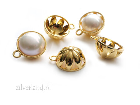 Zilver 925 Bloem-Hanger / Opzetstuk voor Parel of Edelsteen- Verguld