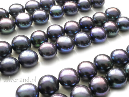 1 Stuk 8mm Zoetwaterparel Half Doorboord- Donkerblauw