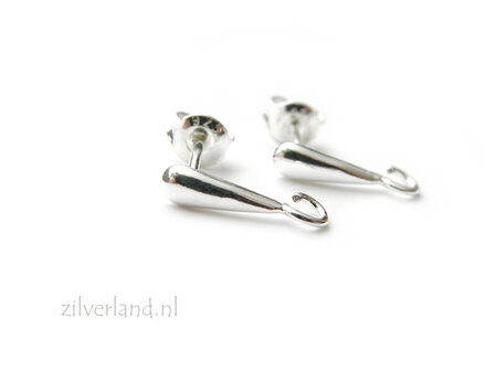 Zilveren Oorstekers 925 met Bevestigingsoogjes