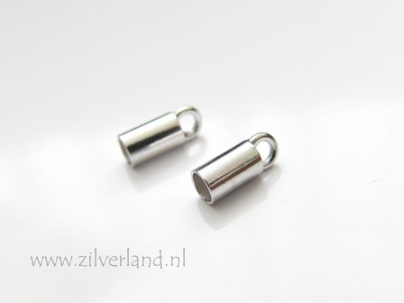 2 Stuks 3mm Sterling Zilveren Eindstuk- Gerhodineerd