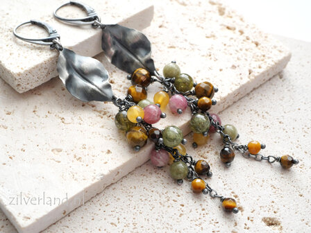 Handgemaakte edelstenen oorbellen zilver 925