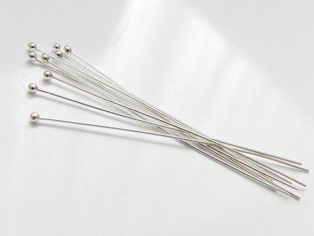 10 Stuks 0,50mm x 5,0cm Sterling Zilveren Nietstiften