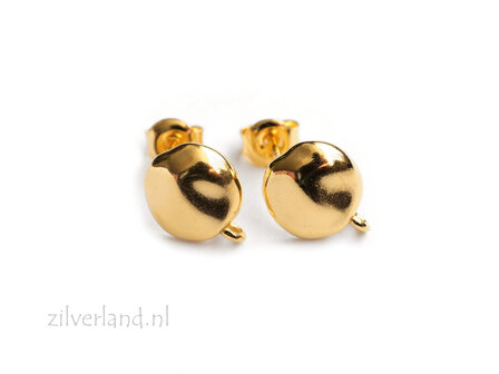 9mm Sterling Zilveren 925 Oorstekers&ndash; Onregelmatig Rond Verguld